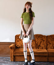 リブ編みクルーネックサマーニットsdpxyf6133 グリーン