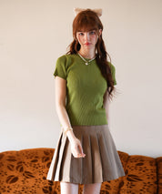 リブ編みクルーネックサマーニットsdpxyf6133 グリーン