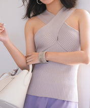 リブ編み3way サマーニットトップスsdpxyf6158 ピンクベージュ