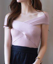 リブ編み3way サマーニットトップスsdpxyf6158 ピンク