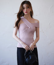 リブ編み3way サマーニットトップスsdpxyf6158 ピンク