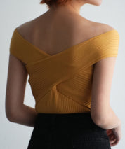 リブ編み3way サマーニットトップスsdpxyf6158 マスタード