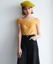 リブ編み3way サマーニットトップスsdpxyf6158 マスタード