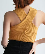 リブ編み3way サマーニットトップスsdpxyf6158 マスタード