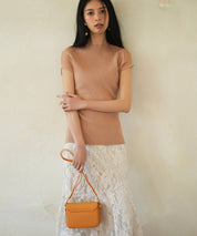 フレンチスリーブリブ編みサマーニットsdpxyf6159 ライトブラウン