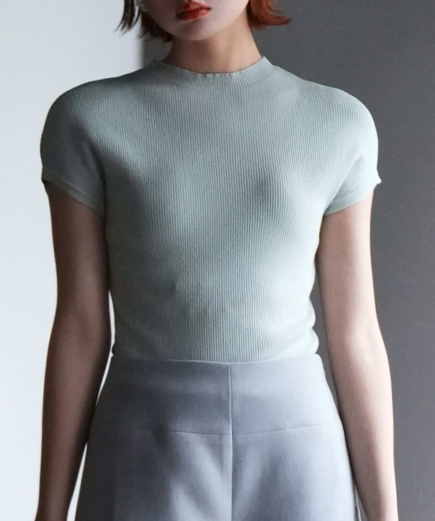 フレンチスリーブリブ編みサマーニットsdpxyf6159-103-50