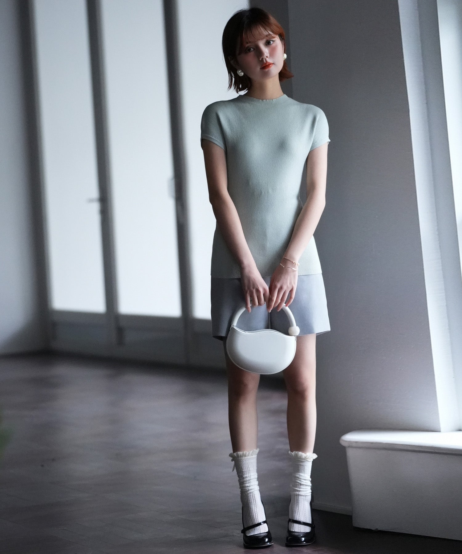 フレンチスリーブリブ編みサマーニットsdpxyf6159 ミント