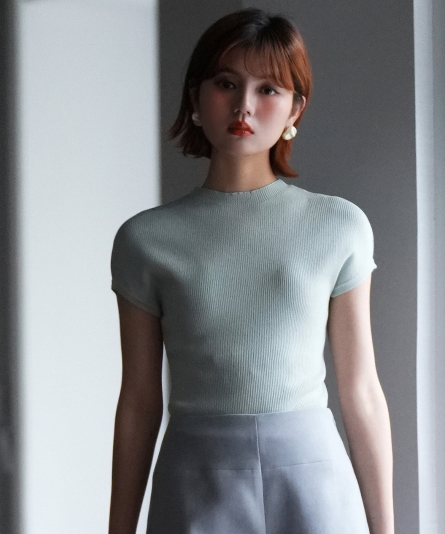 フレンチスリーブリブ編みサマーニットsdpxyf6159 ミント