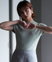 フレンチスリーブリブ編みサマーニットsdpxyf6159 ミント