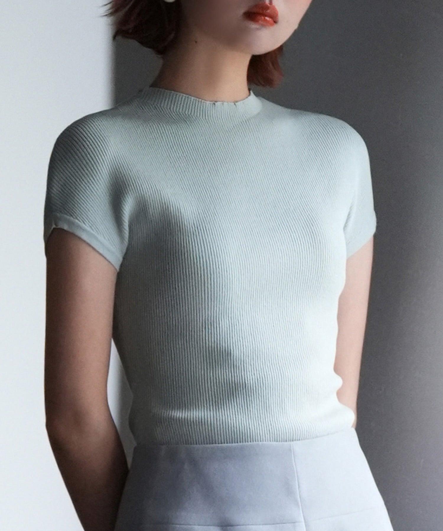 フレンチスリーブリブ編みサマーニットsdpxyf6159 ミント