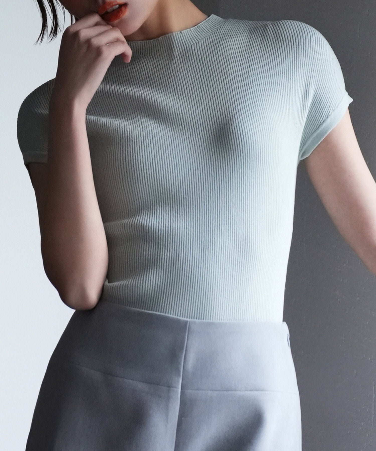 フレンチスリーブリブ編みサマーニットsdpxyf6159 ミント