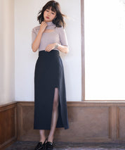 カットアウトプチハイネックリブニットプルオーバーsdpxyf6165 ピンクベージュ