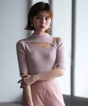 カットアウトプチハイネックリブニットプルオーバーsdpxyf6165-102-26