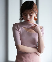 カットアウトプチハイネックリブニットプルオーバーsdpxyf6165 ピンク