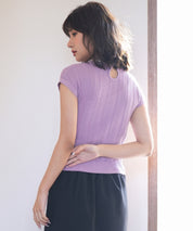 パール襟透かし変形編みサマーニットsdpxyf6171 ラベンダー