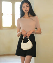 リラクシーなリブ編みサマー半袖ニットsdpxyf6173 ピンクベージュ