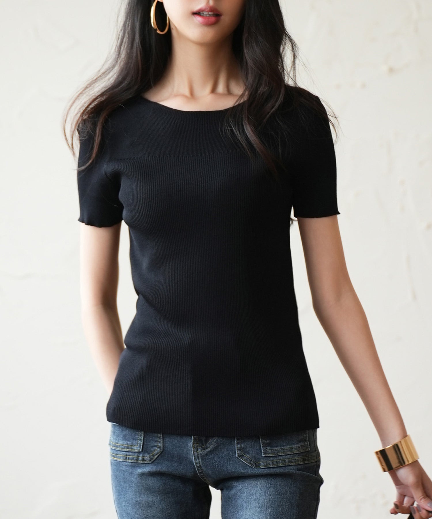 リラクシーなリブ編みサマー半袖ニットsdpxyf6173-103-8