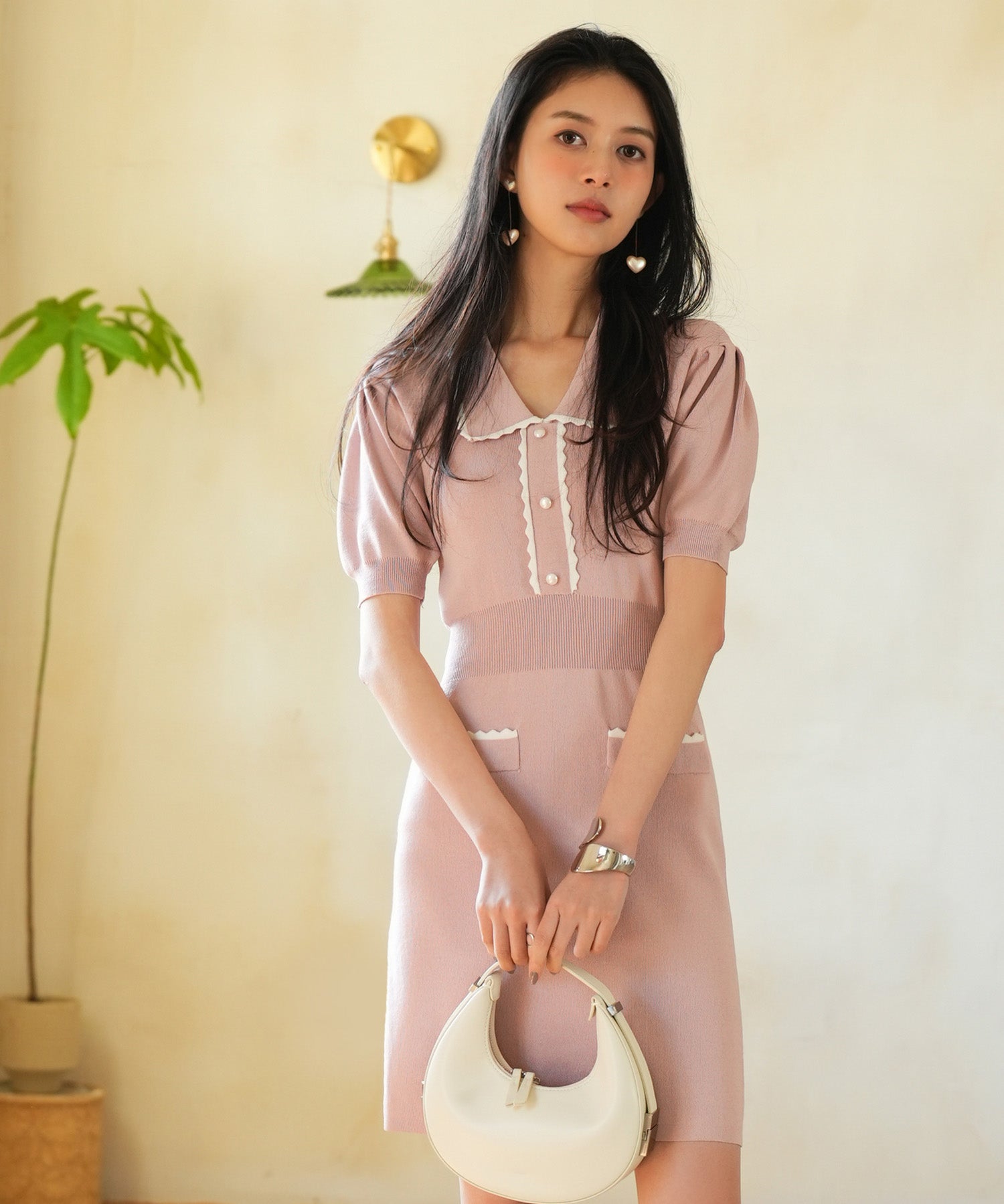 配色ミニ丈サマーニットワンピースsdpxyf6176 ピンク