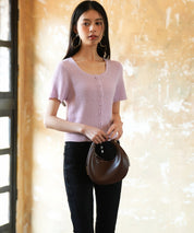 リブ切り替えショート丈半袖ニットsdpxyf6179 ラベンダー