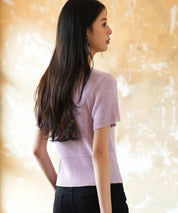 リブ切り替えショート丈半袖ニットsdpxyf6179 ラベンダー