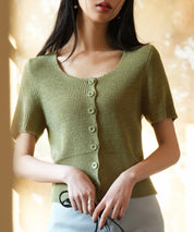 リブ切り替えショート丈半袖ニットsdpxyf6179-103-35