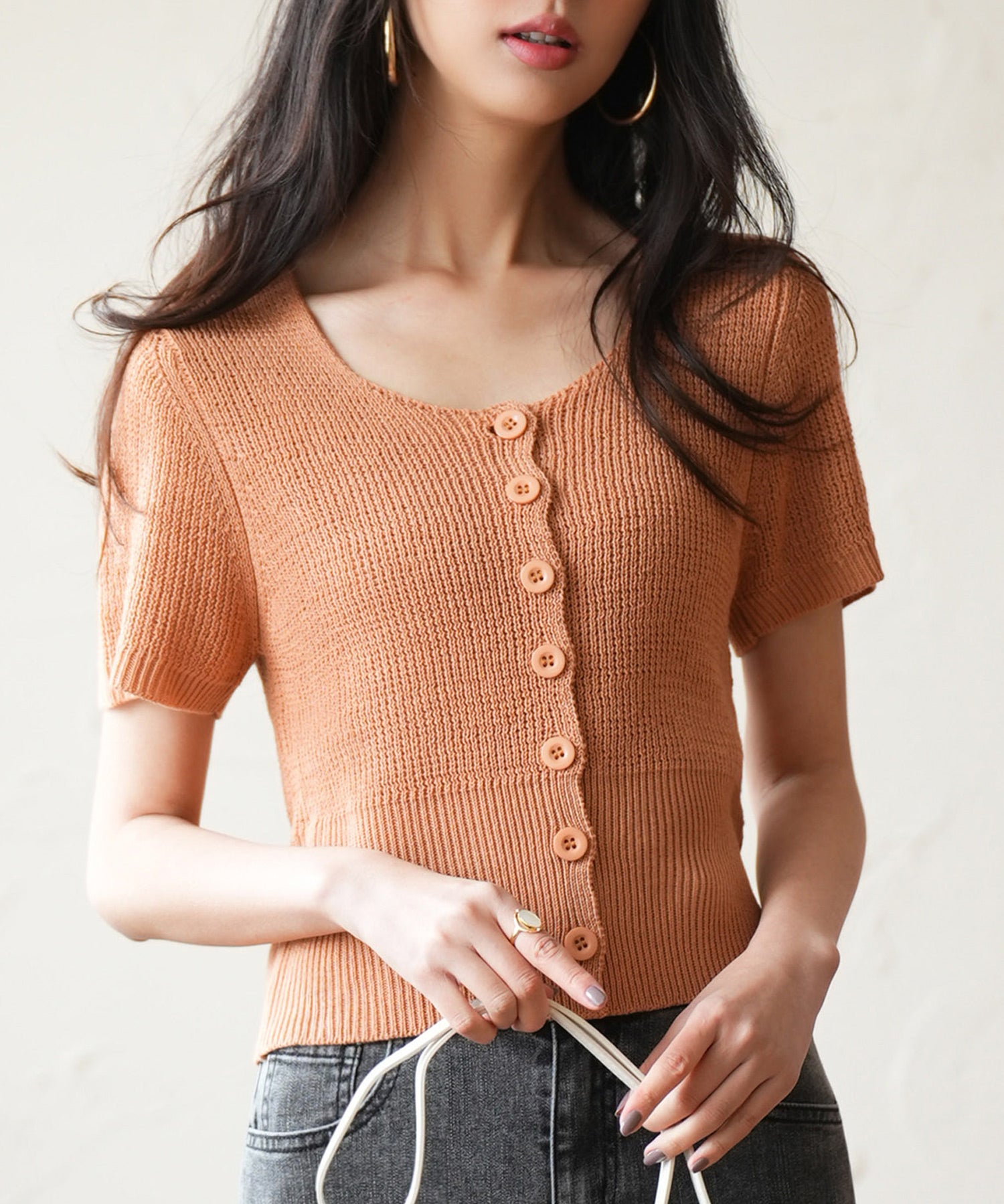 リブ切り替えショート丈半袖ニットsdpxyf6179-103-367