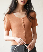 リブ切り替えショート丈半袖ニットsdpxyf6179-103-367