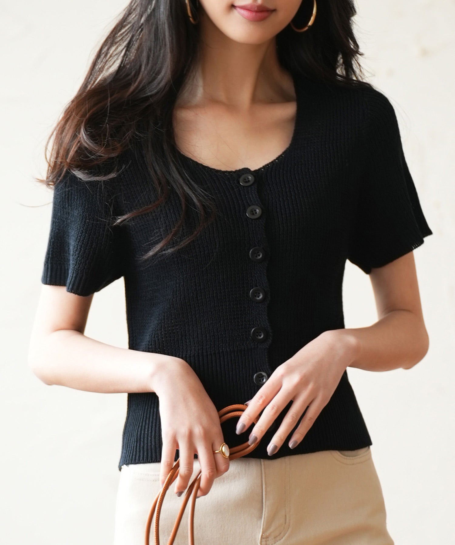 リブ切り替えショート丈半袖ニットsdpxyf6179-103-8