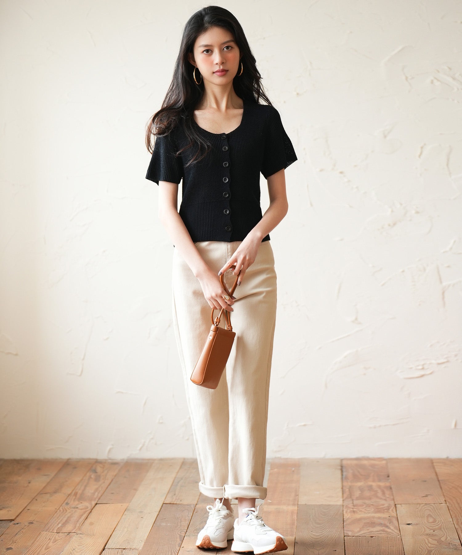 リブ切り替えショート丈半袖ニットsdpxyf6179 ブラック