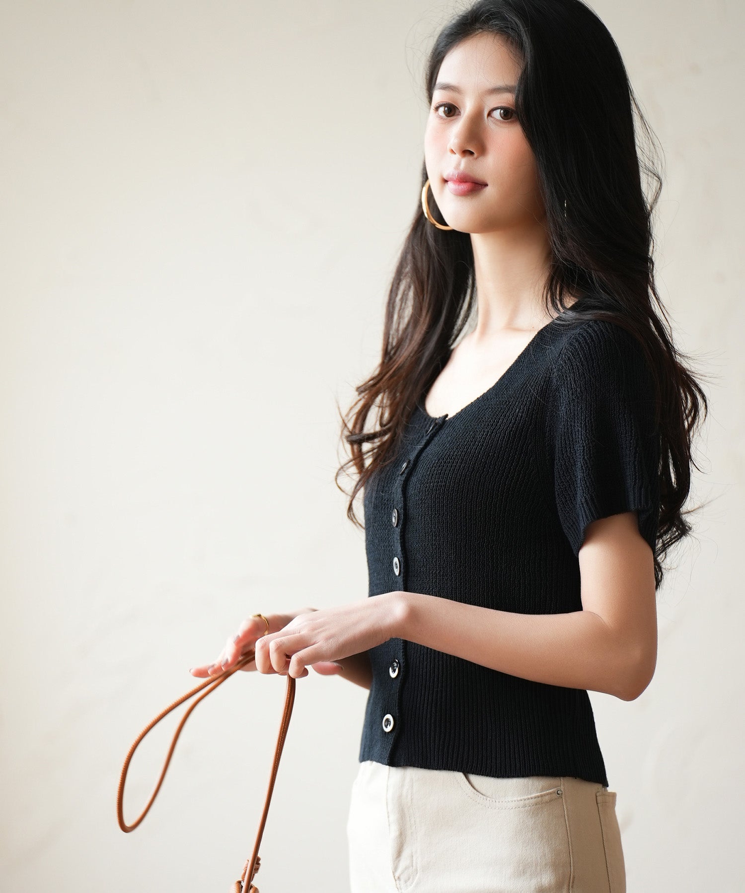 リブ切り替えショート丈半袖ニットsdpxyf6179 ブラック