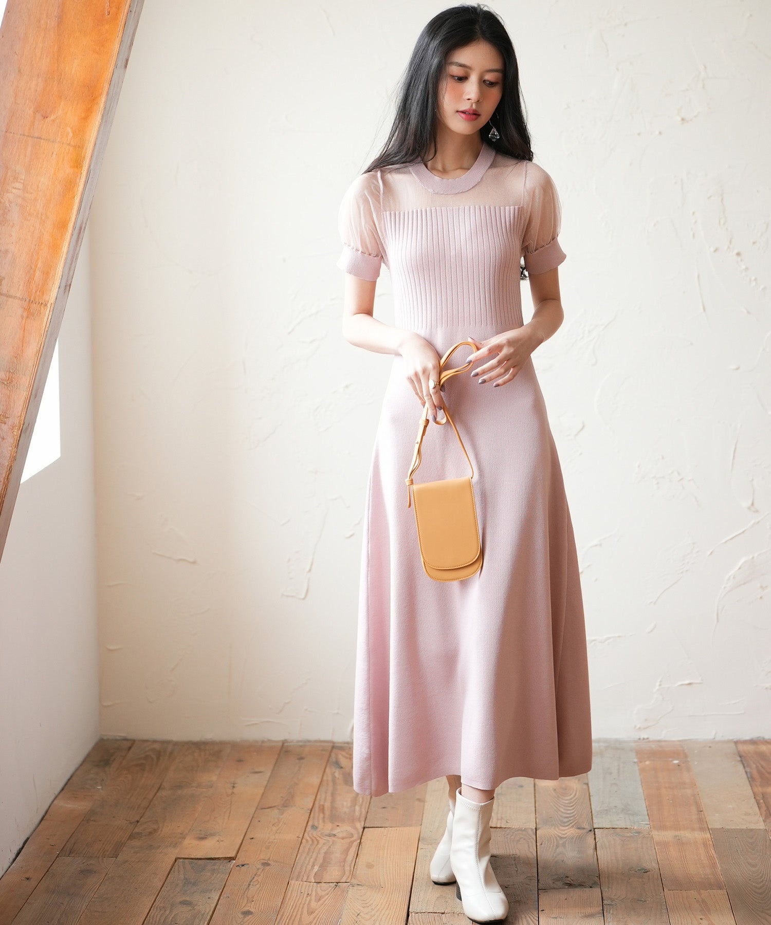 チュール×ニットのドッキングニットワンピースsdpxyf6186-103-26