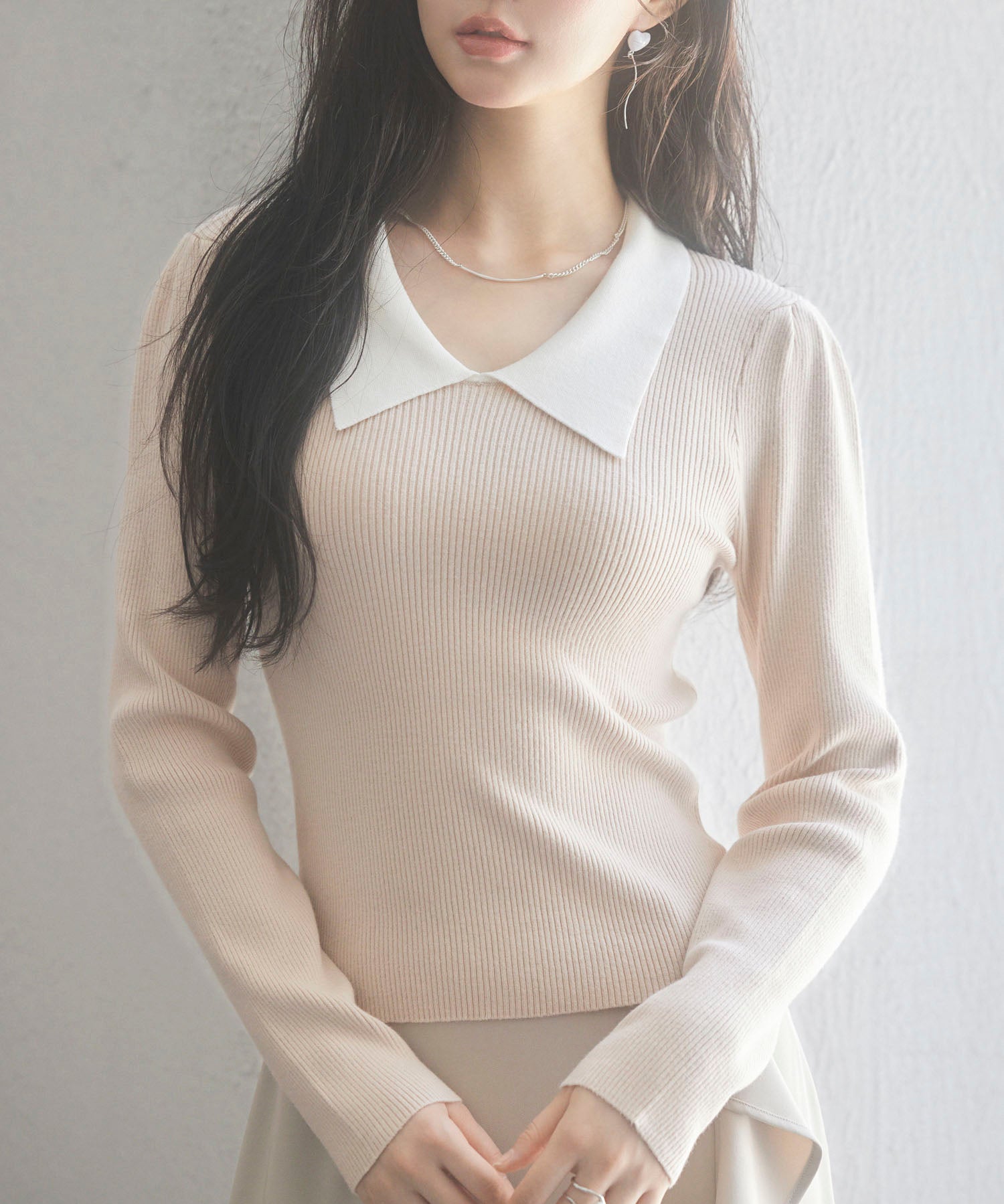 トレンドの襟付きリブニットsdpxyf6316-103-14