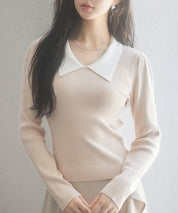 トレンドの襟付きリブニットsdpxyf6316-103-14