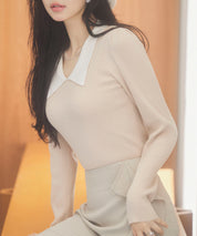 トレンドの襟付きリブニットsdpxyf6316 ベージュ