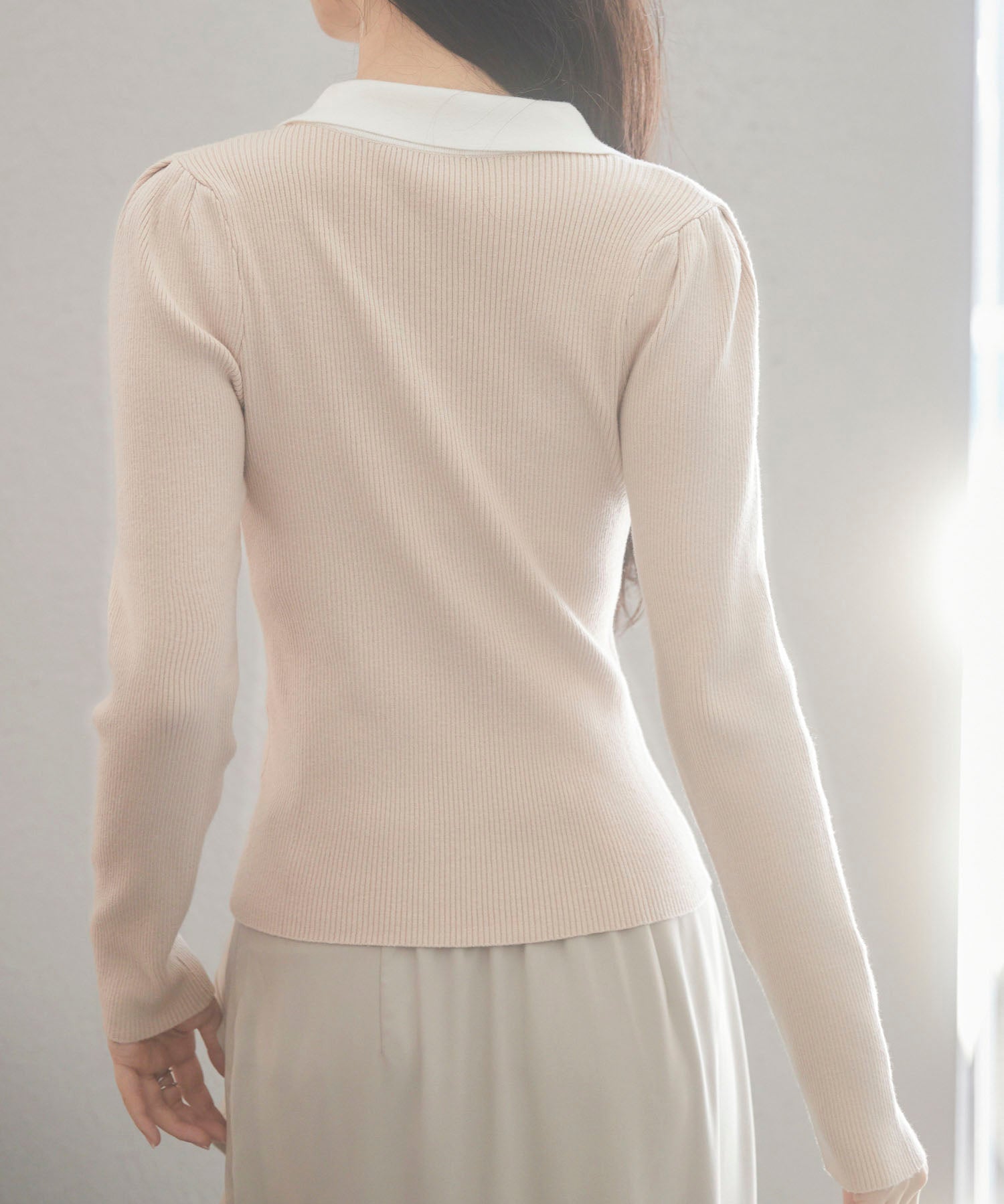 トレンドの襟付きリブニットsdpxyf6316 ベージュ