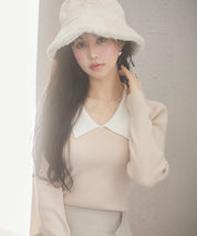 トレンドの襟付きリブニットsdpxyf6316 ベージュ