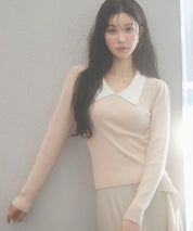 トレンドの襟付きリブニットsdpxyf6316 ベージュ