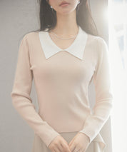 トレンドの襟付きリブニットsdpxyf6316 ベージュ