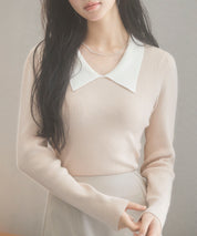 トレンドの襟付きリブニットsdpxyf6316 ベージュ