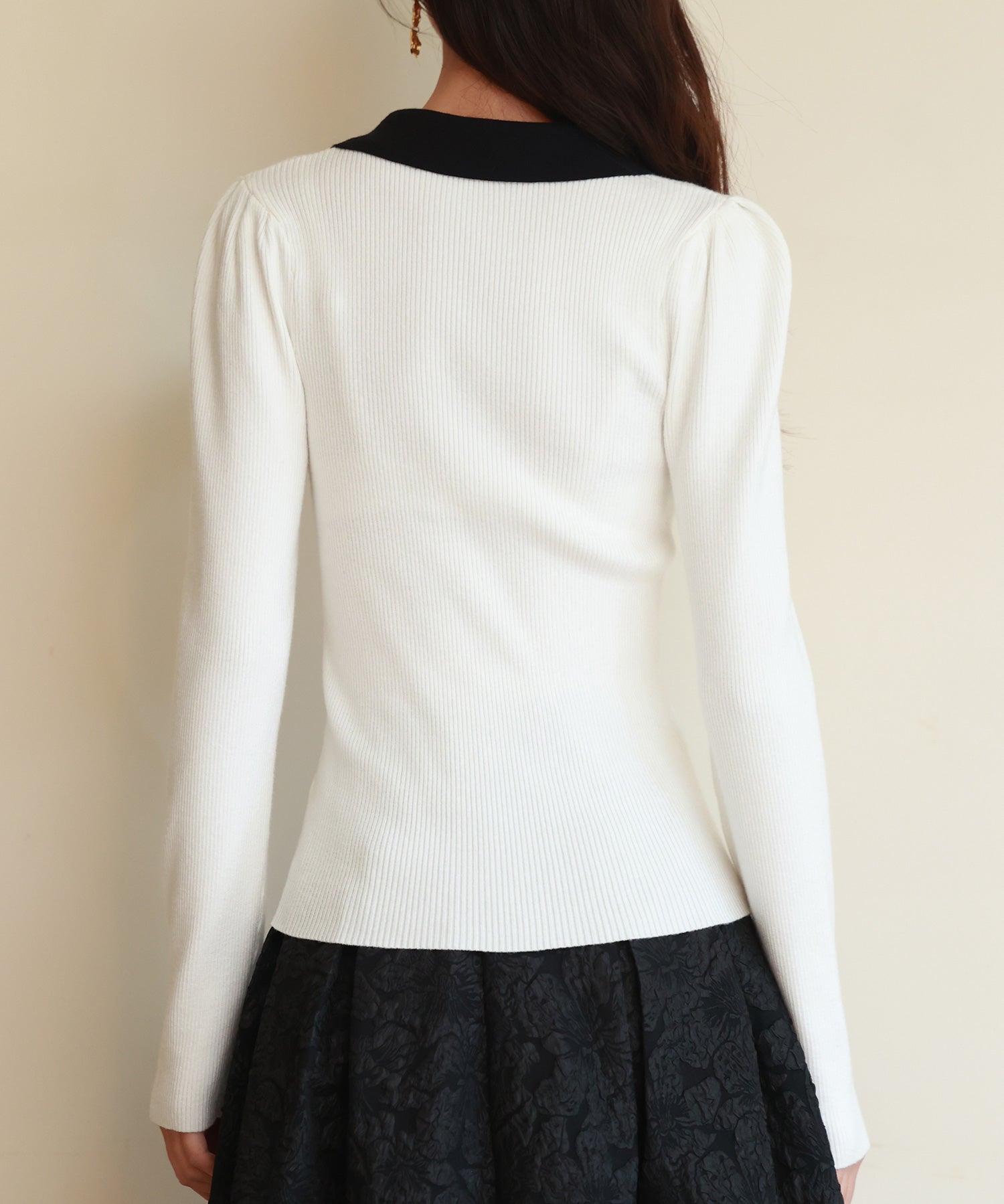 トレンドの襟付きリブニットsdpxyf6316 ホワイト