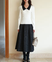 トレンドの襟付きリブニットsdpxyf6316 ホワイト