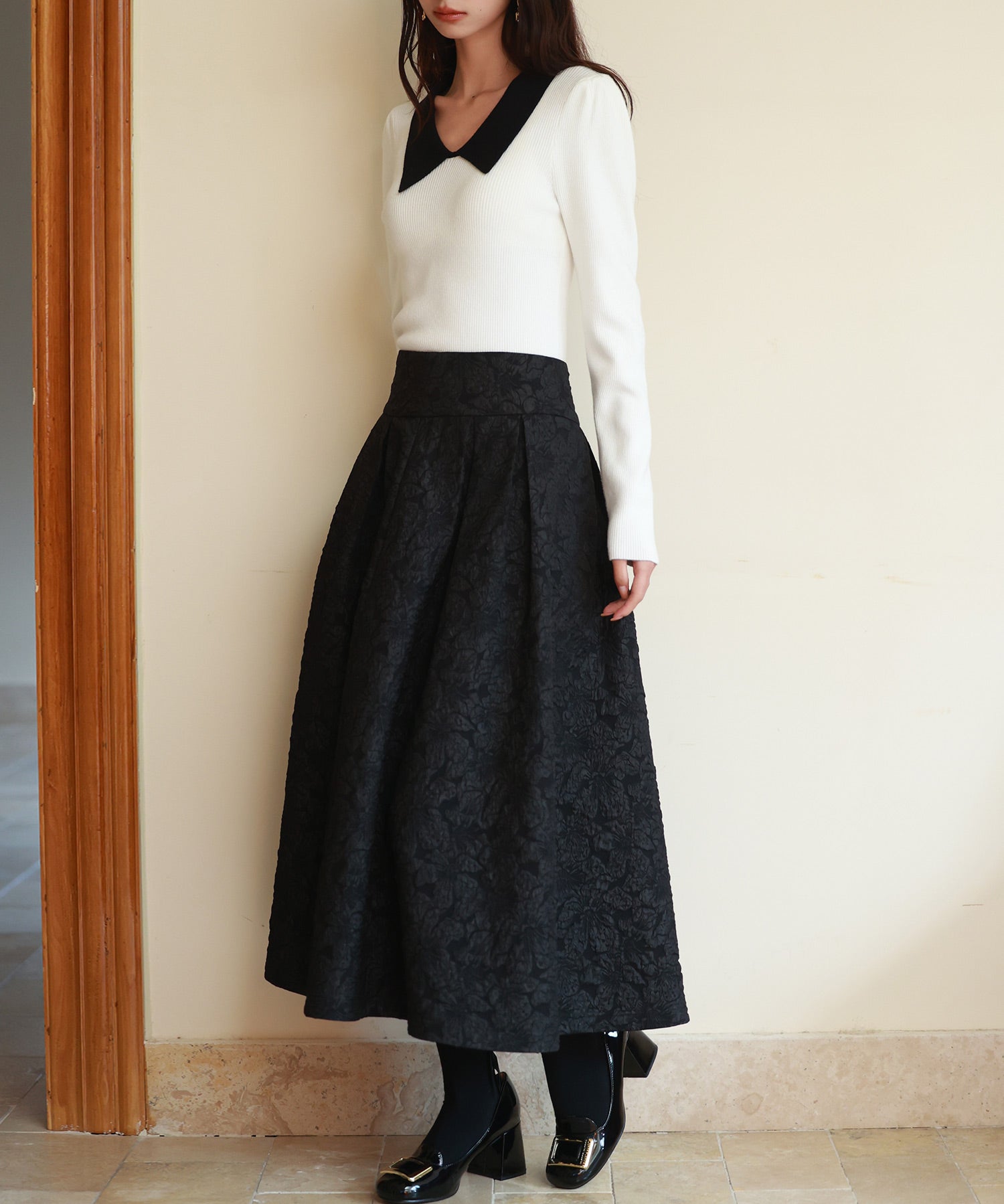 トレンドの襟付きリブニットsdpxyf6316 ホワイト