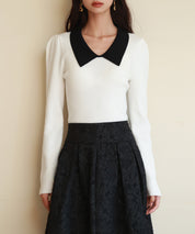 トレンドの襟付きリブニットsdpxyf6316 ホワイト