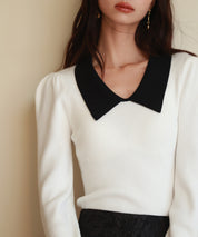 トレンドの襟付きリブニットsdpxyf6316 ホワイト