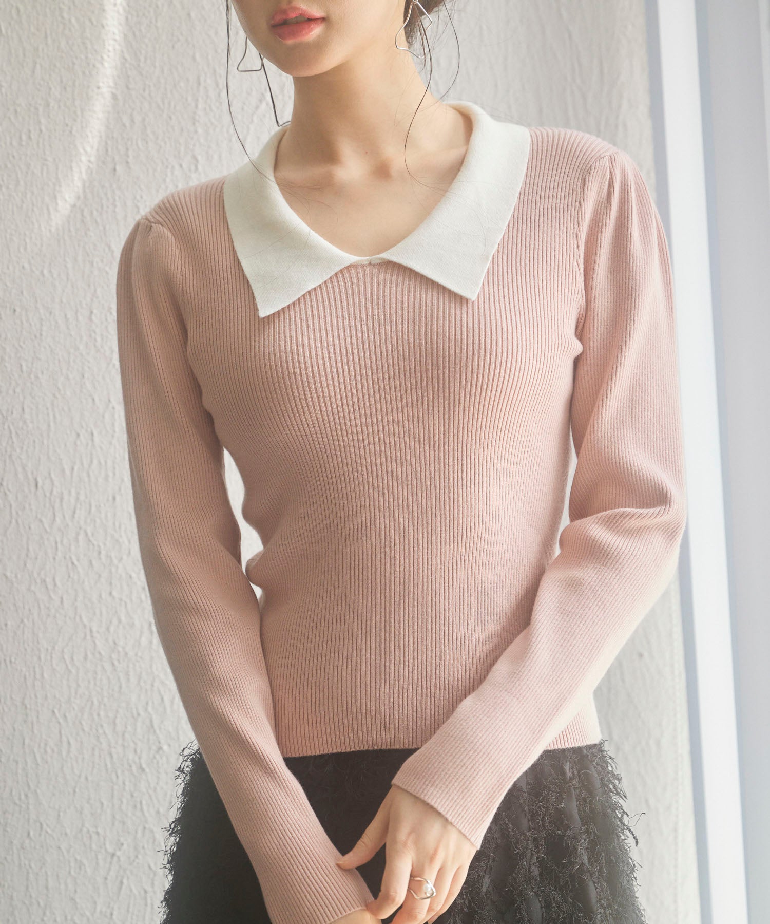 トレンドの襟付きリブニットsdpxyf6316-103-26