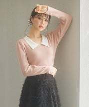 トレンドの襟付きリブニットsdpxyf6316 ピンク