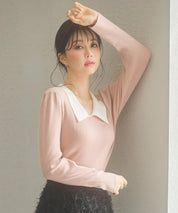 トレンドの襟付きリブニットsdpxyf6316 ピンク