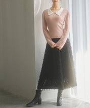 トレンドの襟付きリブニットsdpxyf6316 ピンク