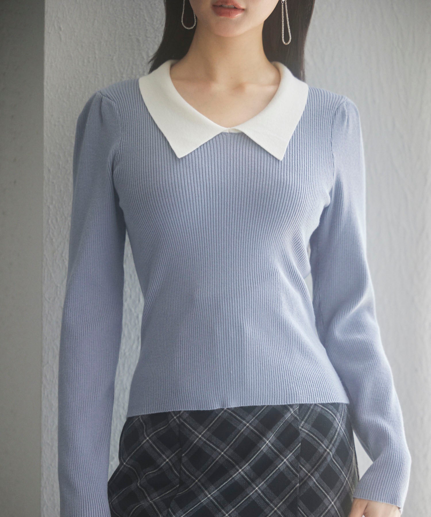 トレンドの襟付きリブニットsdpxyf6316-103-72