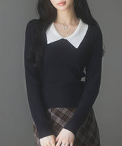 トレンドの襟付きリブニットsdpxyf6316-103-8